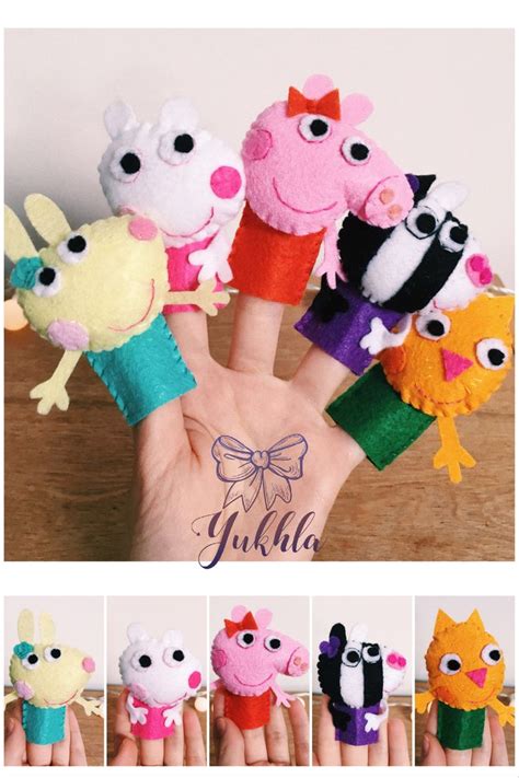 Peppa pig. Peppa pig finger puppets. Felt peppa pig finger puppets. Felt peppa pig theater ...