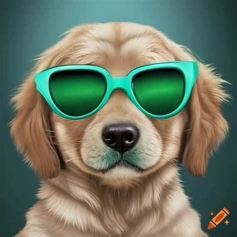 Side profile portrait of a puppy with sunglasses on Craiyon