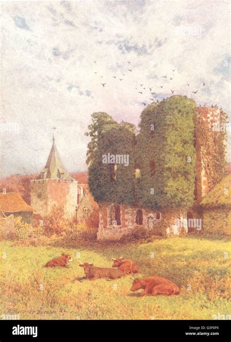 KENT: Otford Castle and Church, antique print 1907 Stock Photo - Alamy