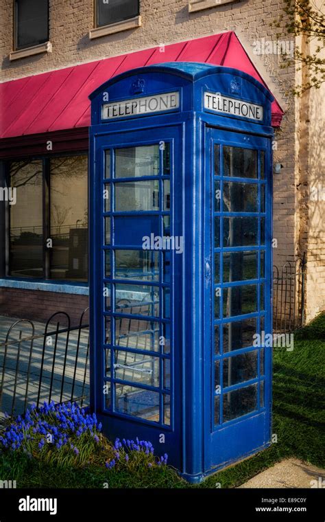 British Telephone Booth - Blue iconic British Telephone Box model K6 Stock Photo: 73965723 - Alamy