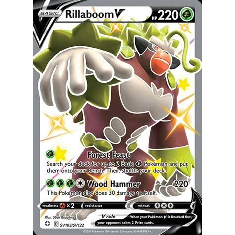 Pokemon Shining Fates Rillaboom V SV105 - Walmart.com - Walmart.com