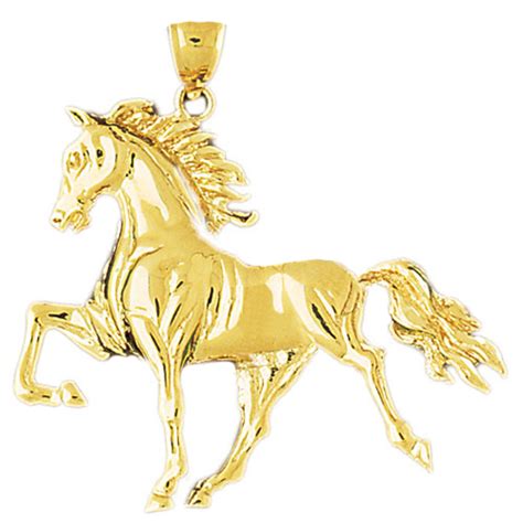 14K Gold Stallion Horse Pendant