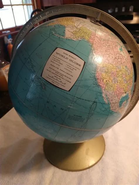 1950S VINTAGE RAND McNally World Political Globe Atlas Map 12" Diameter USA $5.78 - PicClick