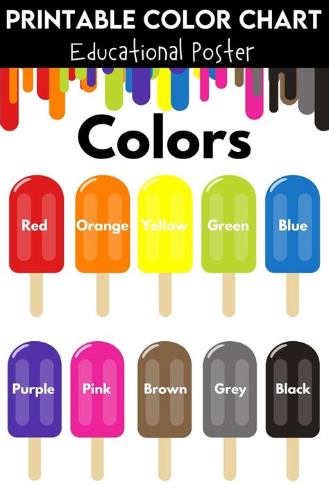 Colors Chart, Popsicles, Learn Colors, Color Chart Printable, Learning and School, Homeschool ...