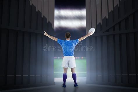 Composite Image of Rugby Player about To Throw a Rugby Ball 3d Stock ...