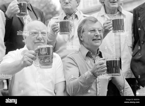 Dads Army The Play Arthur Lowe and Clive Dunn enjoy a pint before the start of their west end ...
