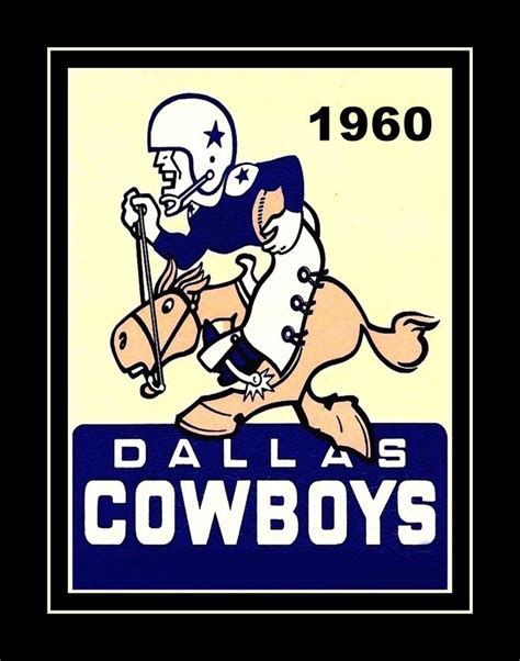 Vintage 1960 Dallas Cowboys Poster, Gift, Football Mascot Wall Decor, Illustration Wall Art ...