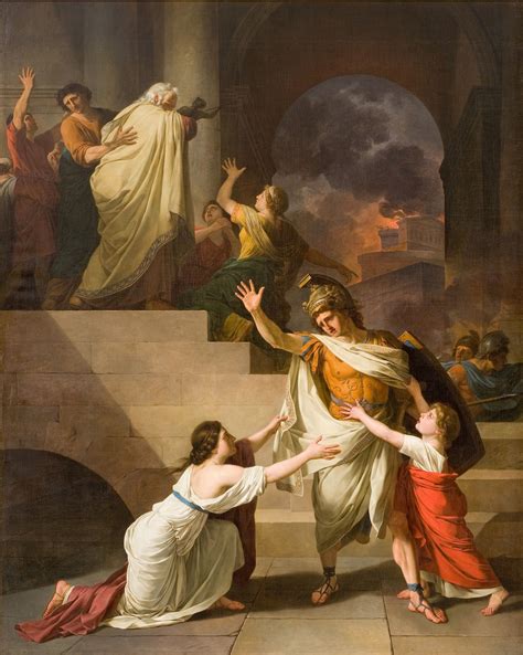 Creusa Preventing Aeneas from Fighting again during the Destruction of Troy by Joseph-Benoit ...