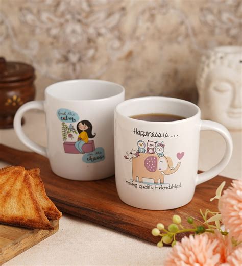 Buy White Quotes Printed 300 ml Ceramic (Set of 2) Coffee Mug at 44% OFF by Cdi | Pepperfry