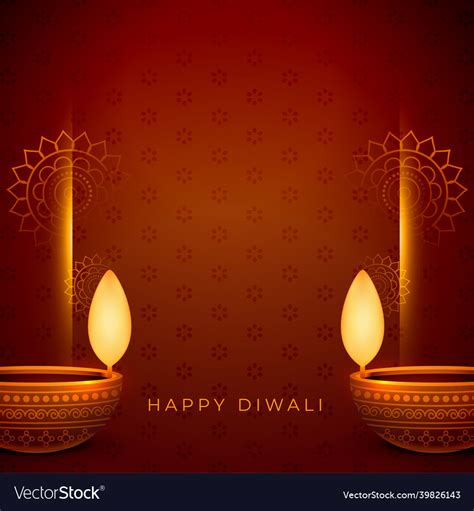 Realistic deepavali card design with text space Vector Image