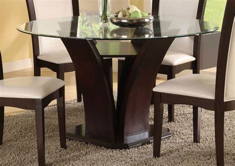 Round Glass Top Dining Table Wood Base - Ideas on Foter