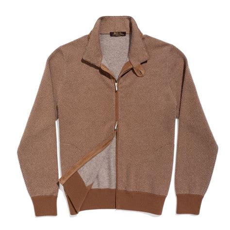 Loro Piana Light-Weight Bomber in Diagonal Knitted Two-Tone Jacquard, Crafted from Vicuña and ...