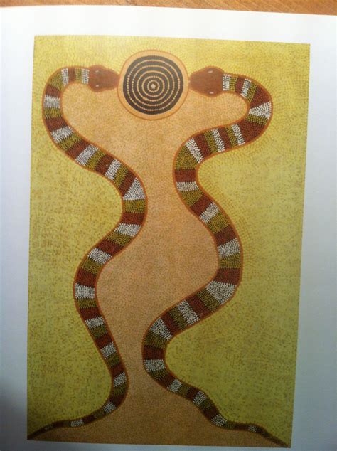 Snake Dreamimg. Australian aboriginal painting of the Rainbow Serpent... Rainbow Serpent ...