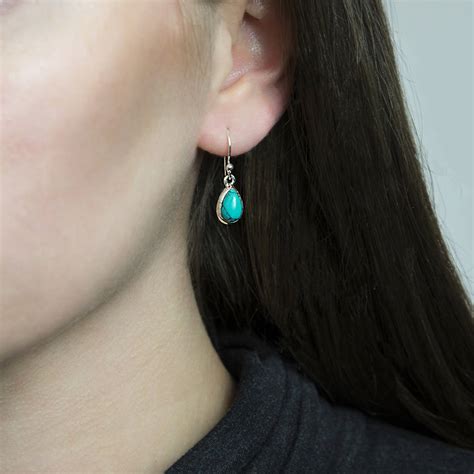 Sterling Silver Dangly Turquoise Teardrop Earrings By Martha Jackson Sterling Silver