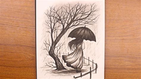 Rain Pencil Drawing