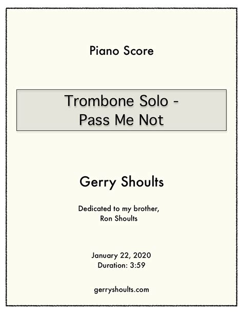 Trombone Solo - Pass Me Not - sheet music