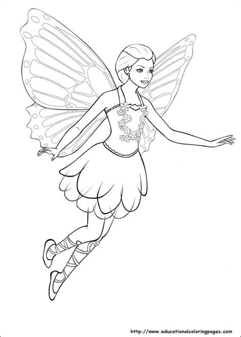 Barbie Mariposa Coloring Pages Free For Kids