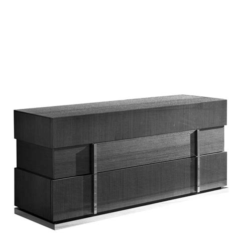 Borgia 3 Drawer Koto Wood Dresser, Grey Highgloss | Sideboards - Dining ...