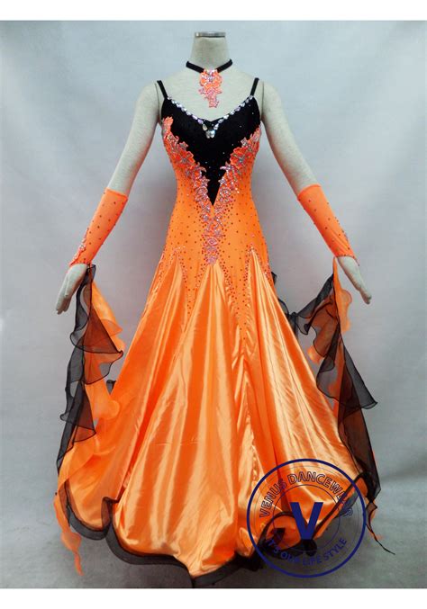 Orange Competition Ballroom Dance Dress