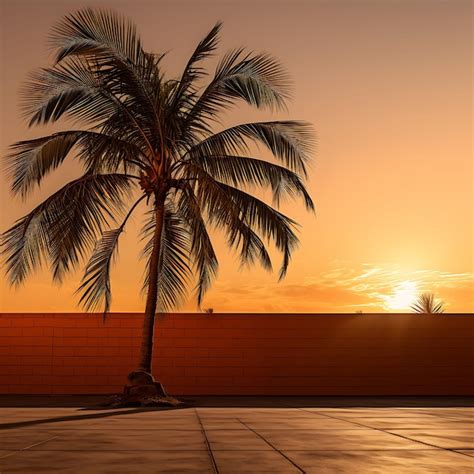 Premium AI Image | Photo of Palm Tree as Silhouette Sunset Shadow Cast on Wall Elongi Ap Art ...