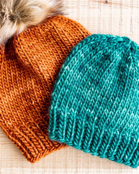 Super Bulky Knit Hats - 10 sizes - free pattern