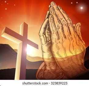 Christian Cross Praying Hands Stock Illustration 323839223 | Shutterstock