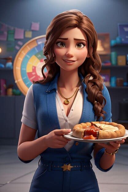 Premium AI Image | 3d female character holding tablet and pointing to pie chart