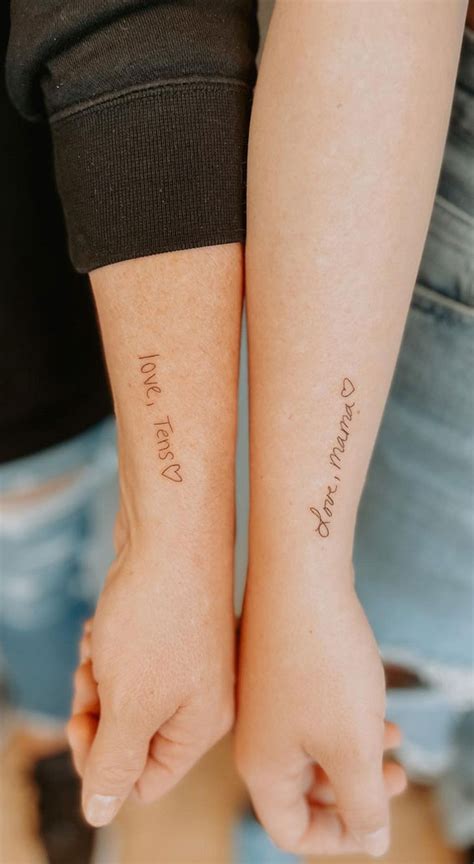 75 Unique Small Tattoo Designs & Ideas : Matching Mother Daughter Handwriting I Take You ...