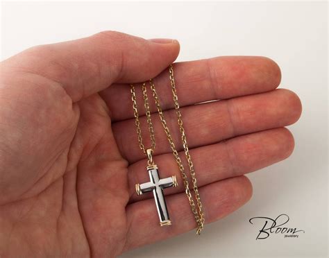 Baptism Cross Necklace Solid Gold Cross Necklace for Men Cross - Etsy