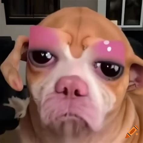 Funny dog meme with baddie makeup filter on Craiyon