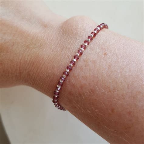 Tiny red Garnet Bracelet Sterling Silver Gold Fill real pink AA ...