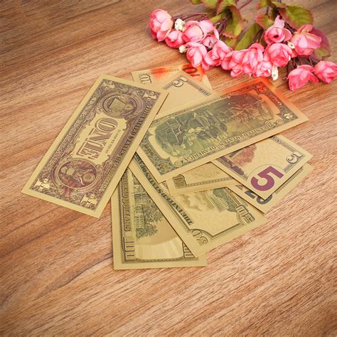 Decorative Art - 1 set USD Dollar Gold Foil Golden Paper Money Currency Coin Collection Commemor ...