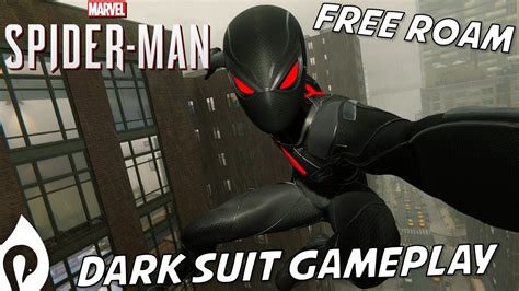 Spider-Man (PS4) - Dark Suit Free Roam & Combat Gameplay - YouTube