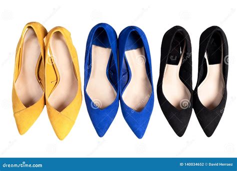 Fashionable Shoes on High Heels. Woman Shoes Isolated on the White Background, Top View. Stock ...