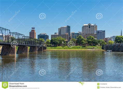 Skyline of Harrisburg Pennsylvania from City Island from Accross the ...