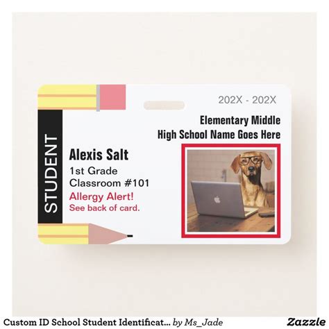 Custom ID School Student Identification Badge | Zazzle | Student, Back ...