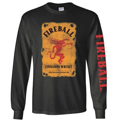 Fireball Bottle Label Long Sleeve Shirt