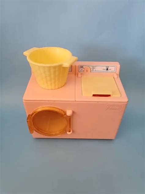 VINTAGE PLAYSKOOL DOLLHOUSE Pink Washer Dryer Laundry Basket Dryer ...