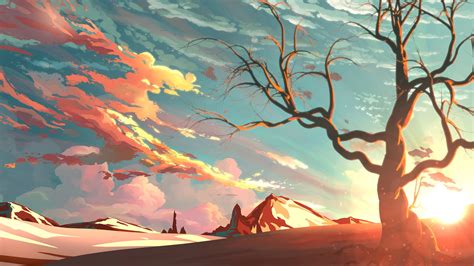 artwork, Digital Art, Landscape, Valley, Sunset Wallpapers HD ... | Sunset painting, Sunset art ...