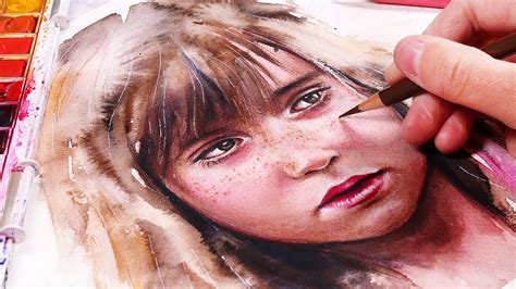 How to Paint Portraits with WATERCOLORS + COLORED PENCILS - YouTube