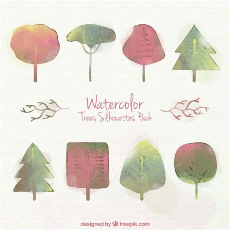 Free Vector | Tree silhouettes in watercolor style