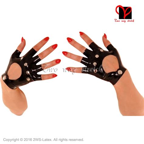 Aliexpress.com : Buy Sexy Black Fingerless Latex Gloves with holes Buttons Rubber Mittens Gummi ...