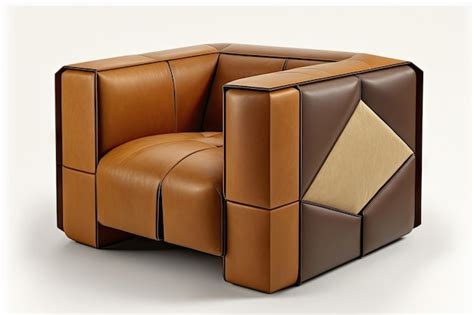 Premium AI Image | Modern brown leather chair with oversized block legs and sleek design created ...