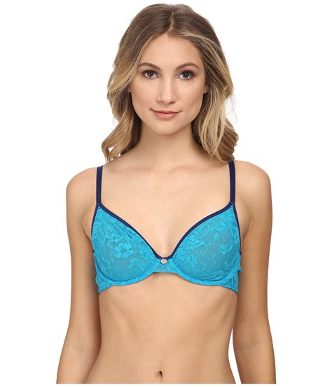 Dkny Signature Lace Unpadded Bra 451238 in Blue | Lyst