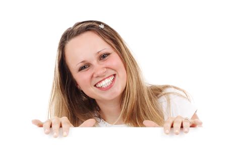 Smiling Woman Behind Board Free Stock Photo - Public Domain Pictures
