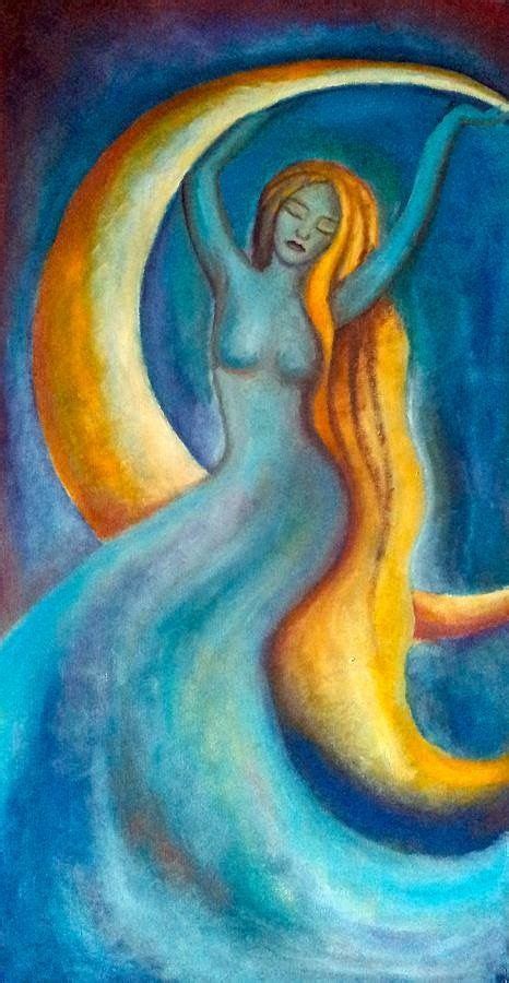 Moon & Woman | Moon art, Cool drawings, Painting