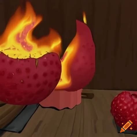 Blox fruits flame fruit surrounded by fire on Craiyon