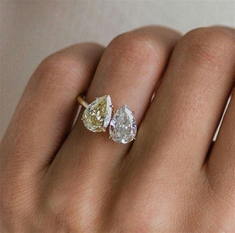 Toi Et Moi Pear Shape Lab Diamond Ring Two Stone Engagement | Etsy