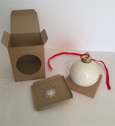 Christmas Ornament Bauble Gift Box in Kraft Card with Viewing Window ...