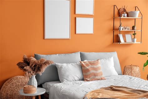 Trending Orange Two-Colour Combination For Bedroom Walls